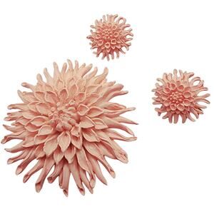 Featherlite Celluloid Chrysanthemum Flower Brooch & Earring Set Blush Pink 1940s